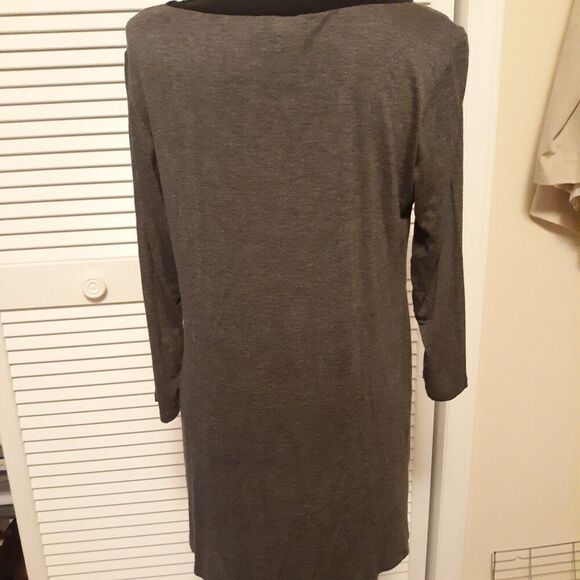 Jeweled Neckline Tunic Top Women's Large Made in USA Gray Castings - Picture 3 of 6